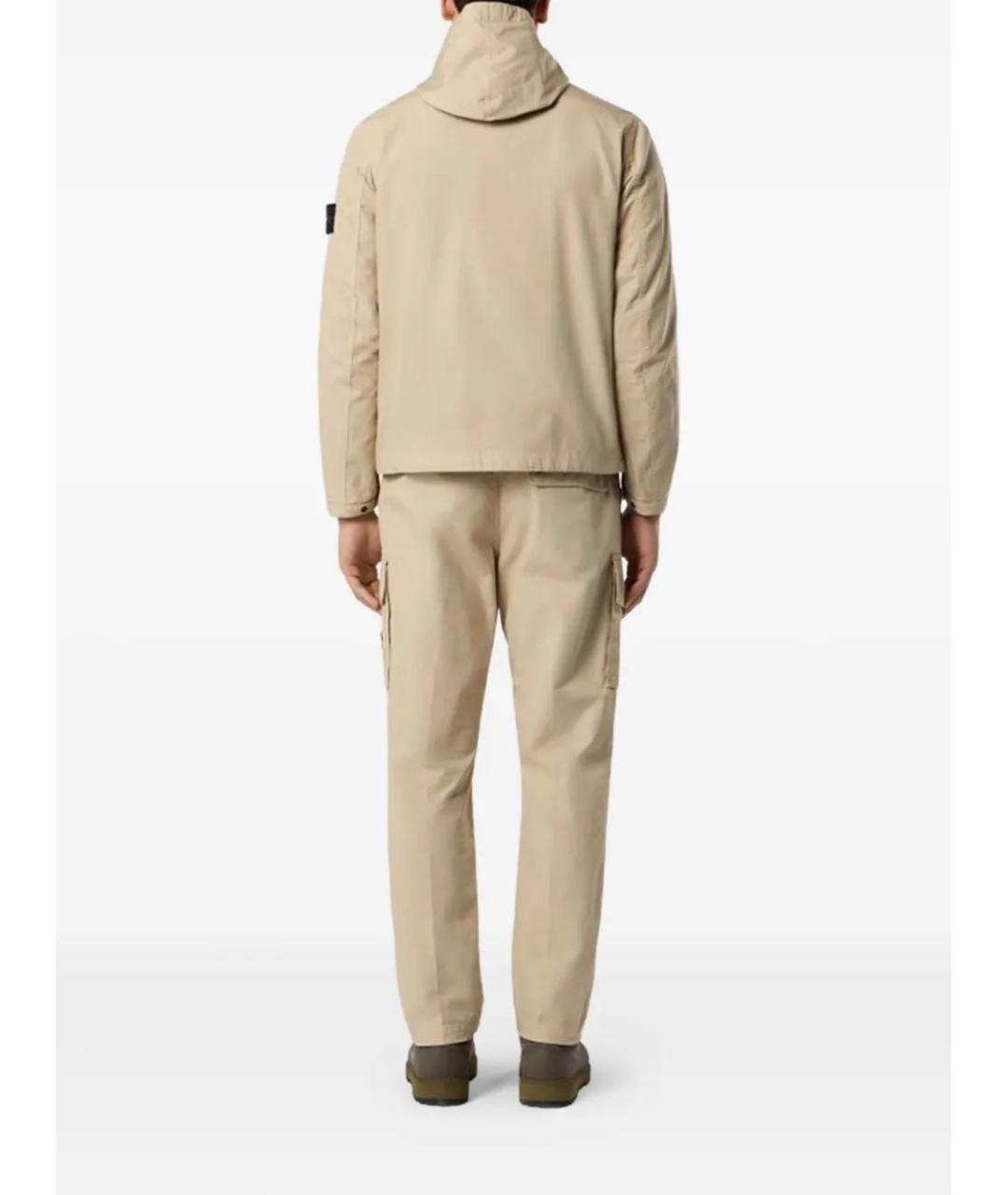 STONE ISLAND Бежевые хлопковые повседневные брюки, фото 2