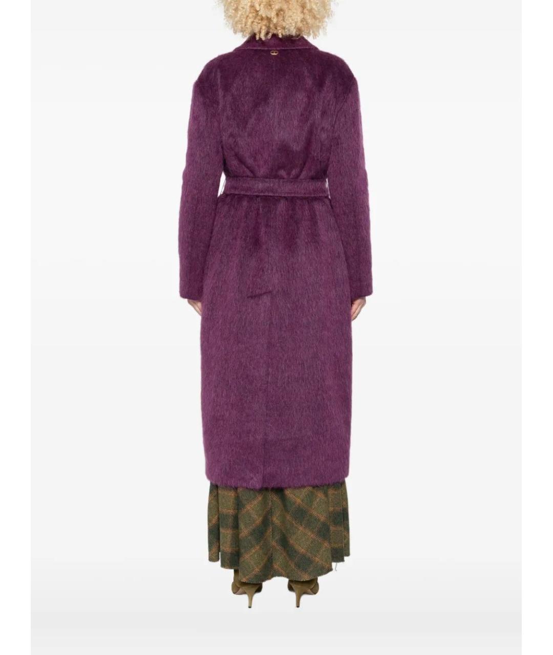TWIN-SET Фиолетовое шерстяное пальто, фото 2
