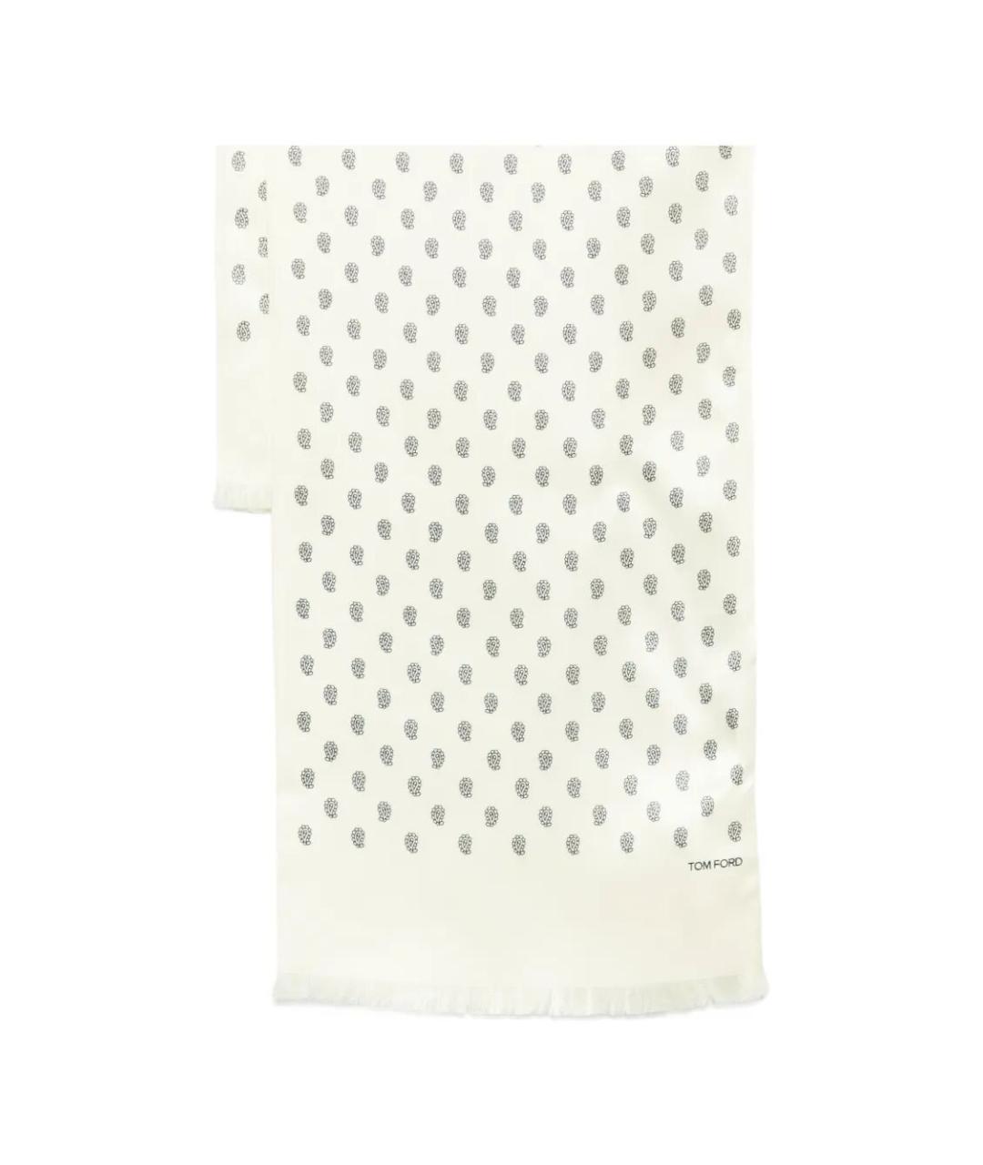 TOM FORD Белый шелковый шарф, фото 3