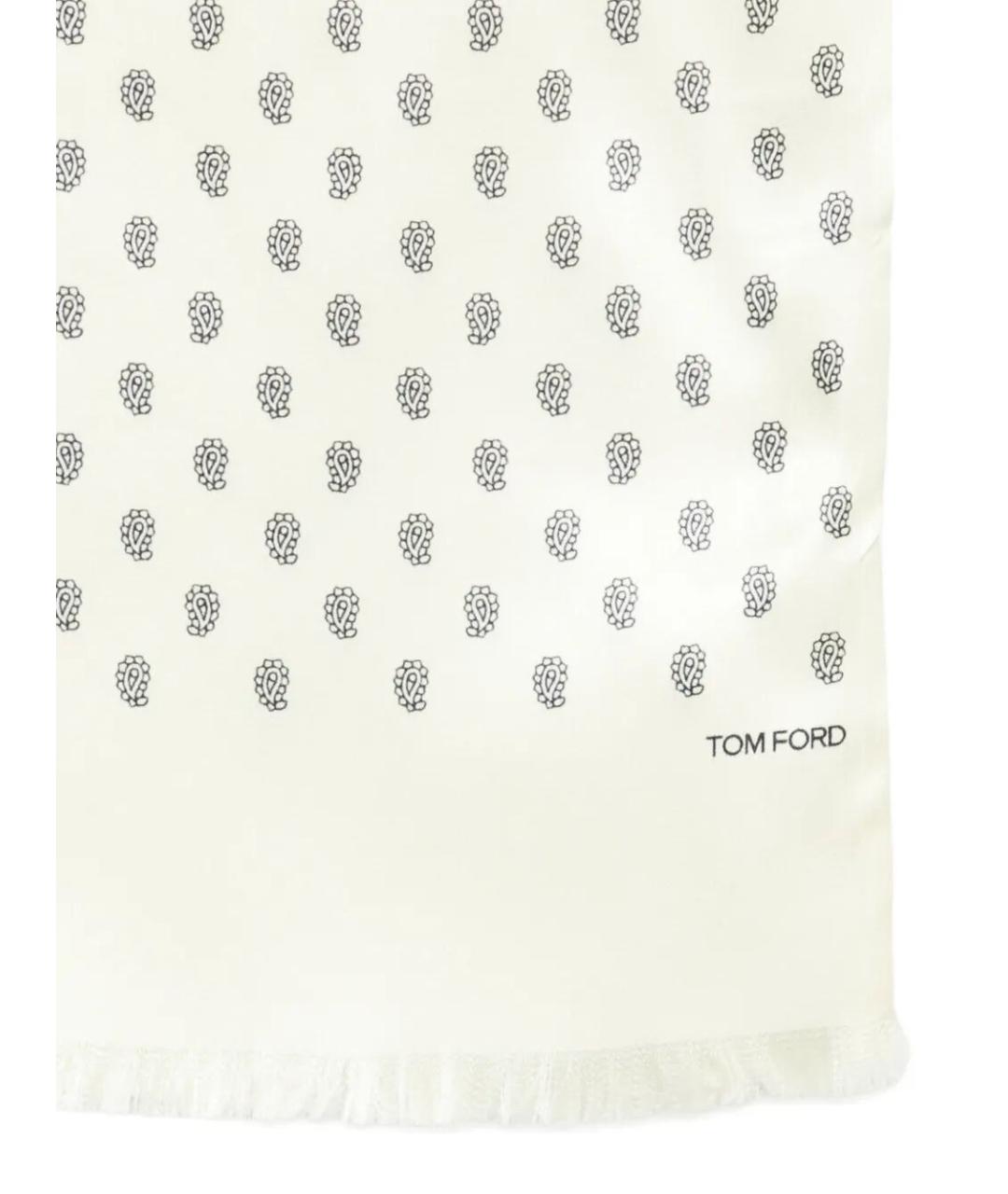 TOM FORD Белый шелковый шарф, фото 2