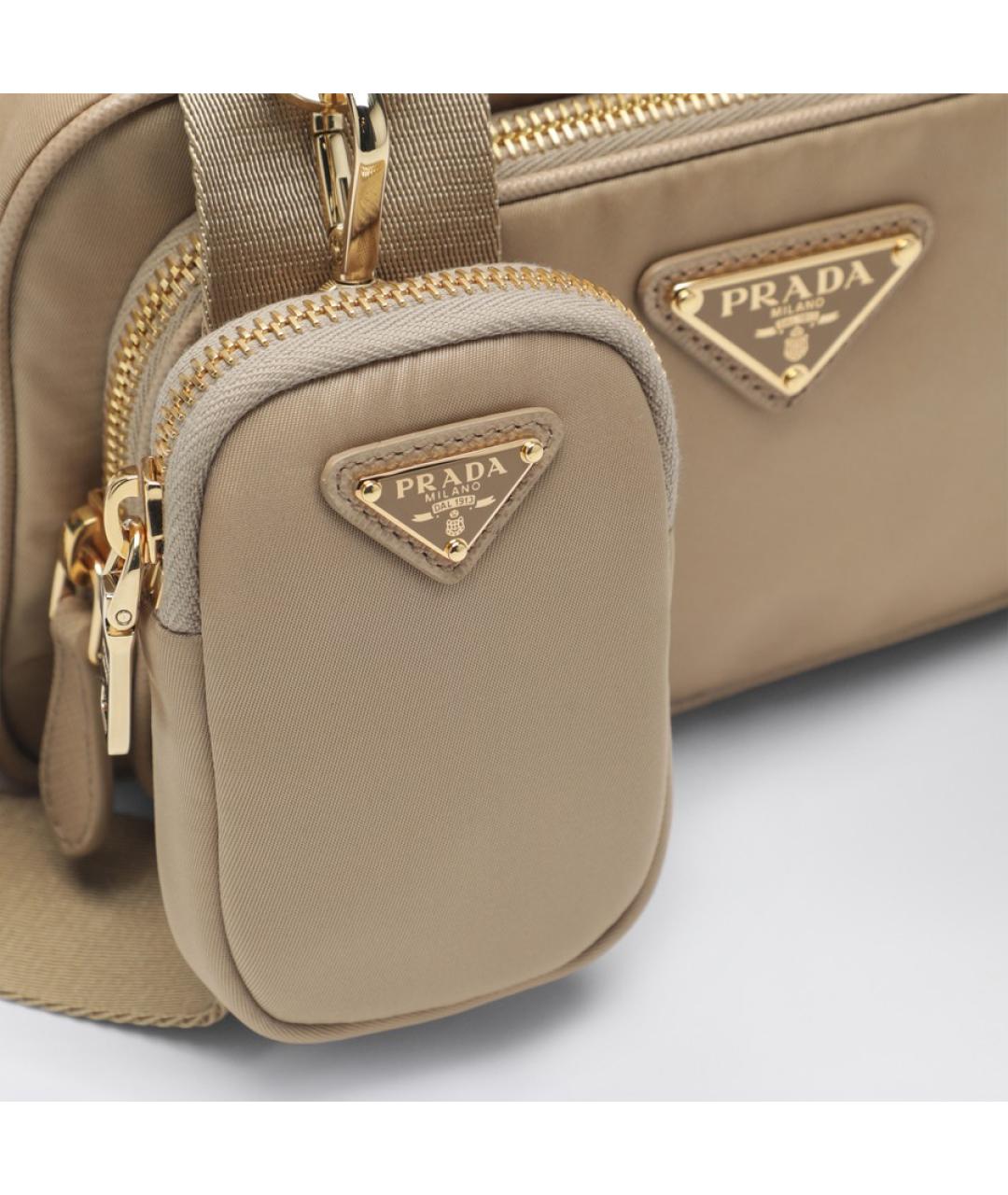 PRADA Бежевая тканевая сумка через плечо, фото 5
