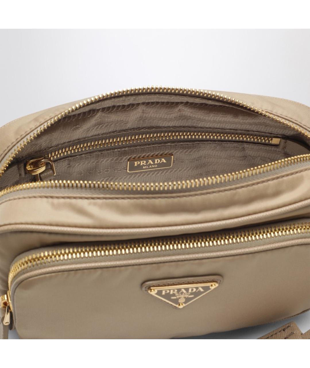 PRADA Бежевая тканевая сумка через плечо, фото 4