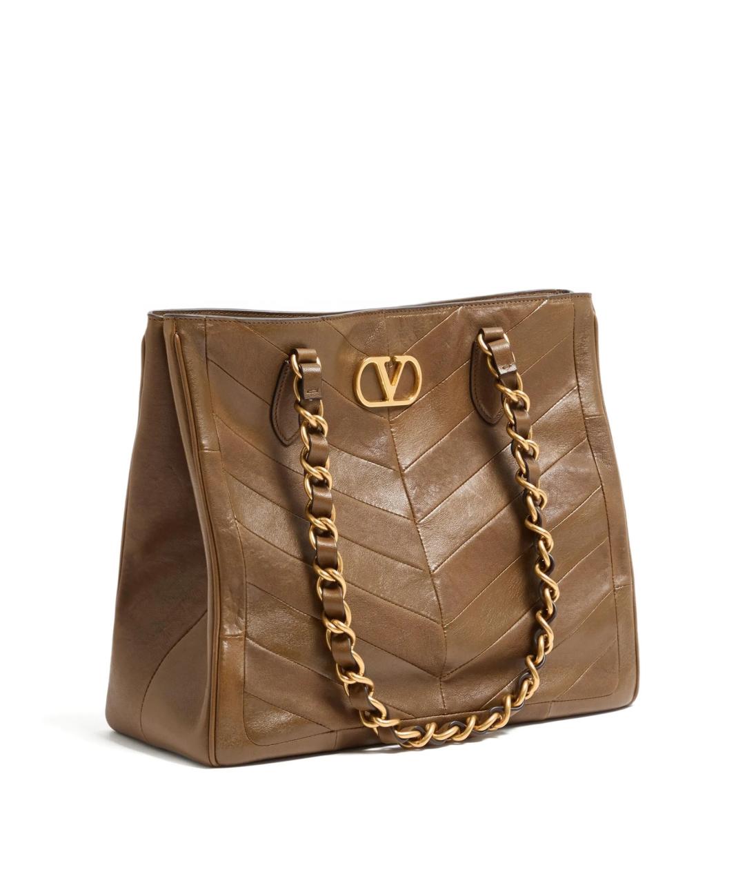 VALENTINO Коричневая кожаная сумка тоут, фото 3