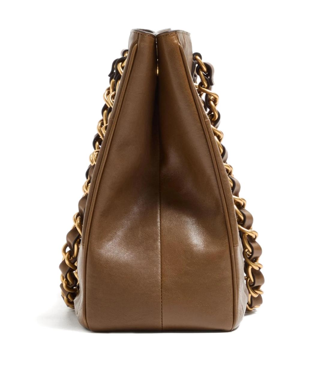 VALENTINO Коричневая кожаная сумка тоут, фото 4