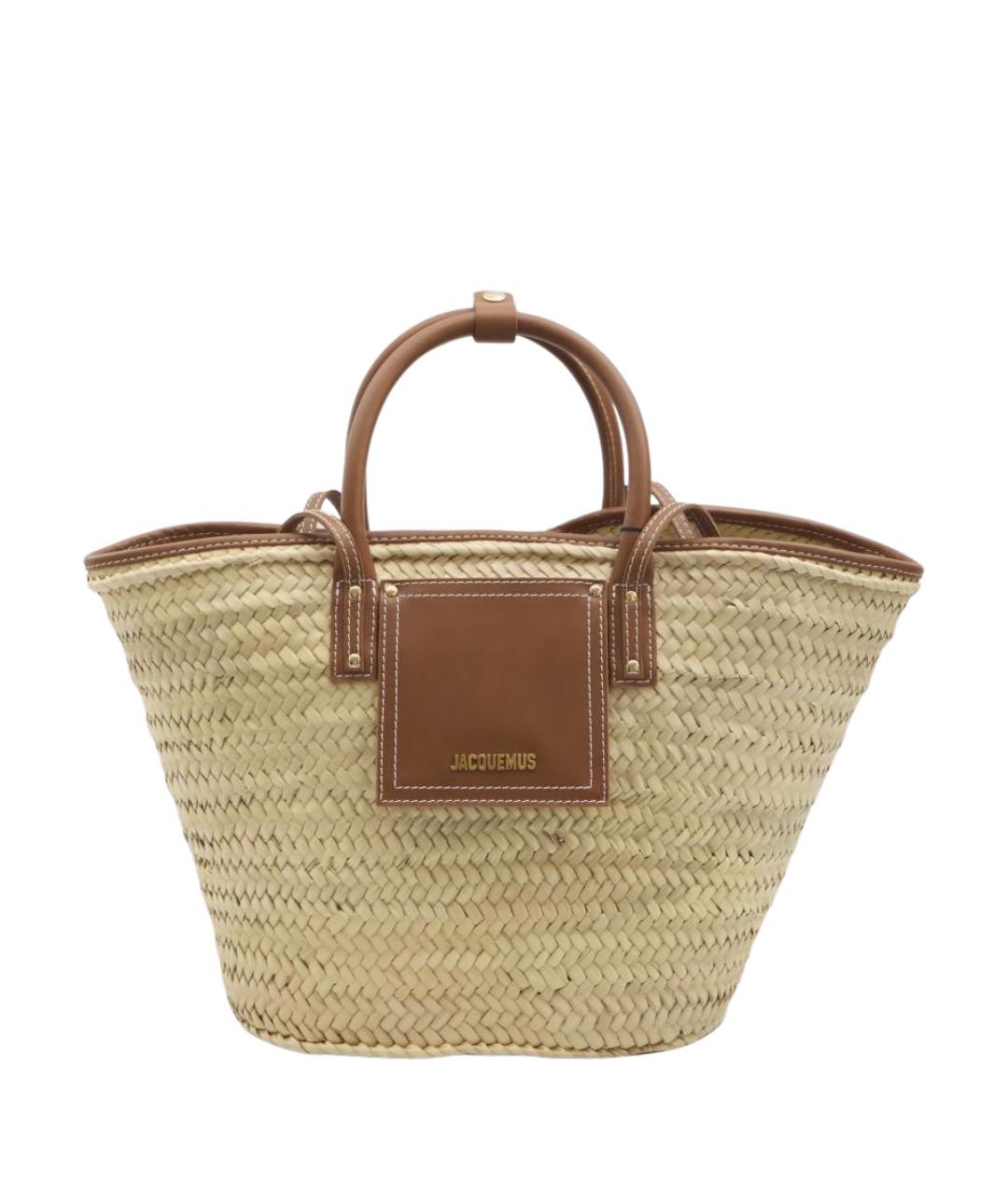 JACQUEMUS Бежевая пелетеная пляжная сумка, фото 1