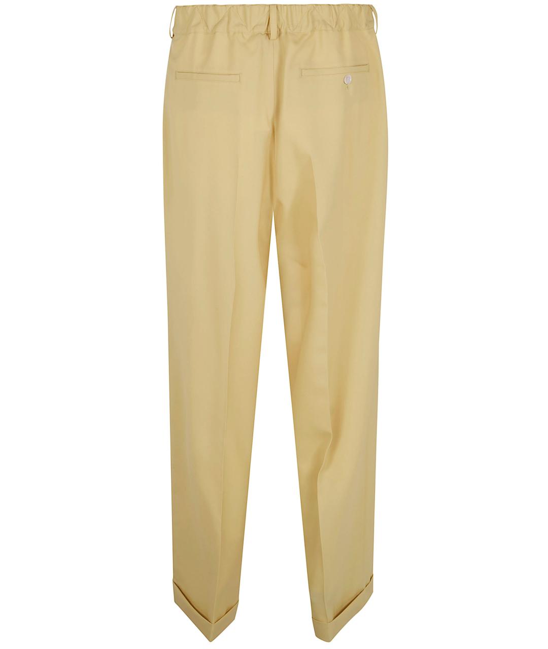 MARNI Желтые шерстяные повседневные брюки, фото 2