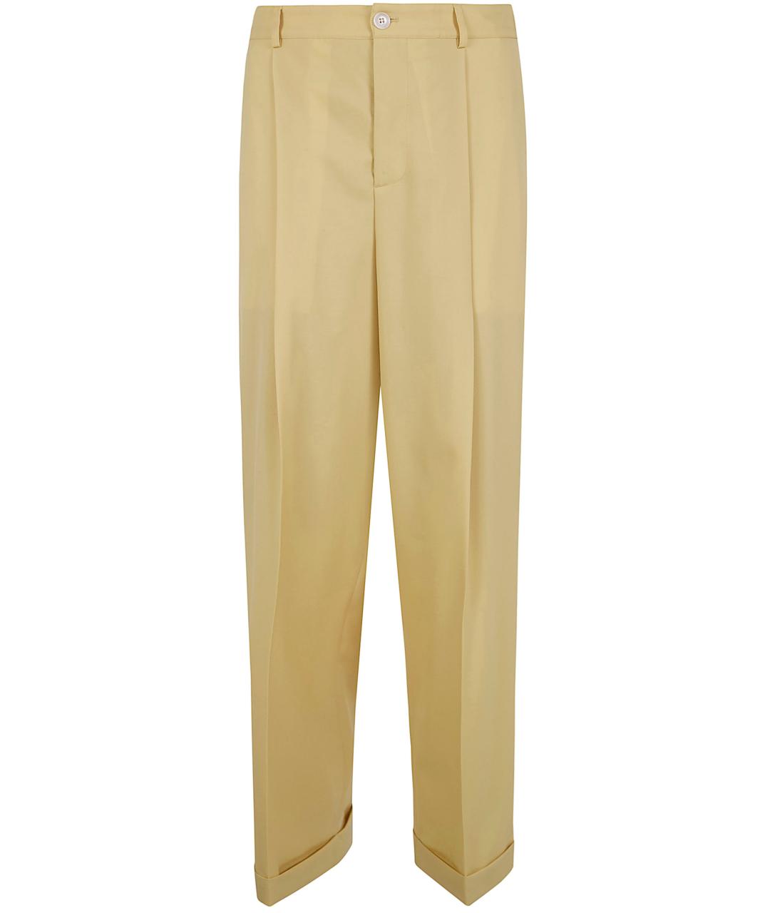 MARNI Желтые шерстяные повседневные брюки, фото 1
