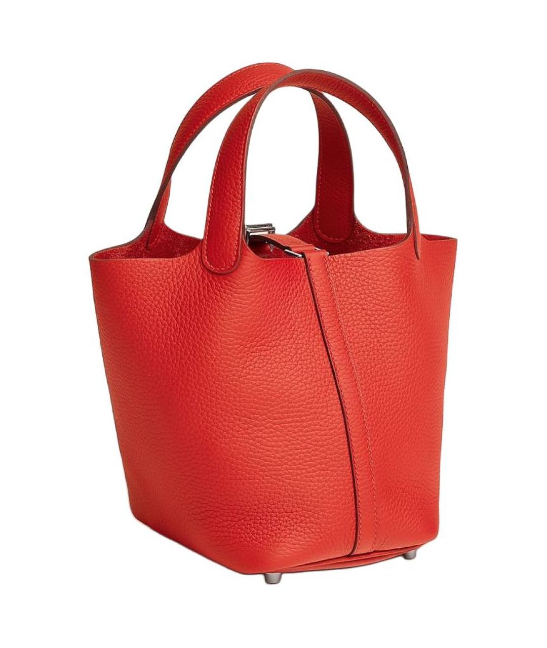 HERMES Красная кожаная сумка тоут, фото 3