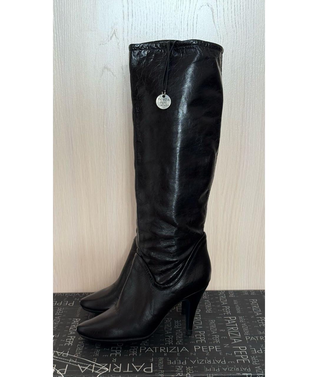 PATRIZIA PEPE Черные кожаные сапоги, фото 5