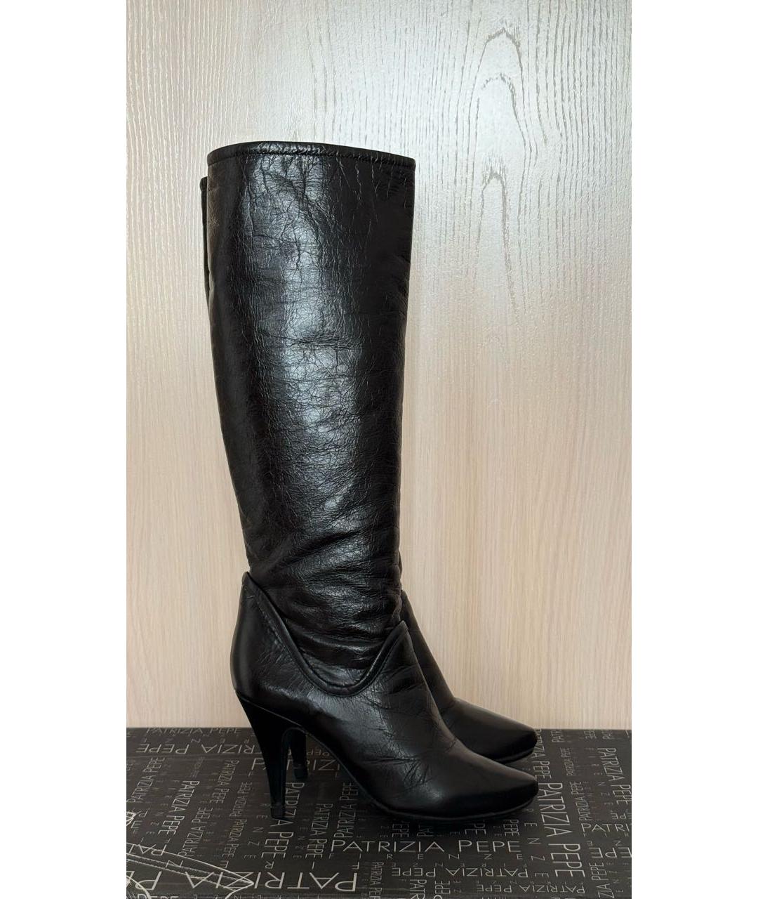 PATRIZIA PEPE Черные кожаные сапоги, фото 6