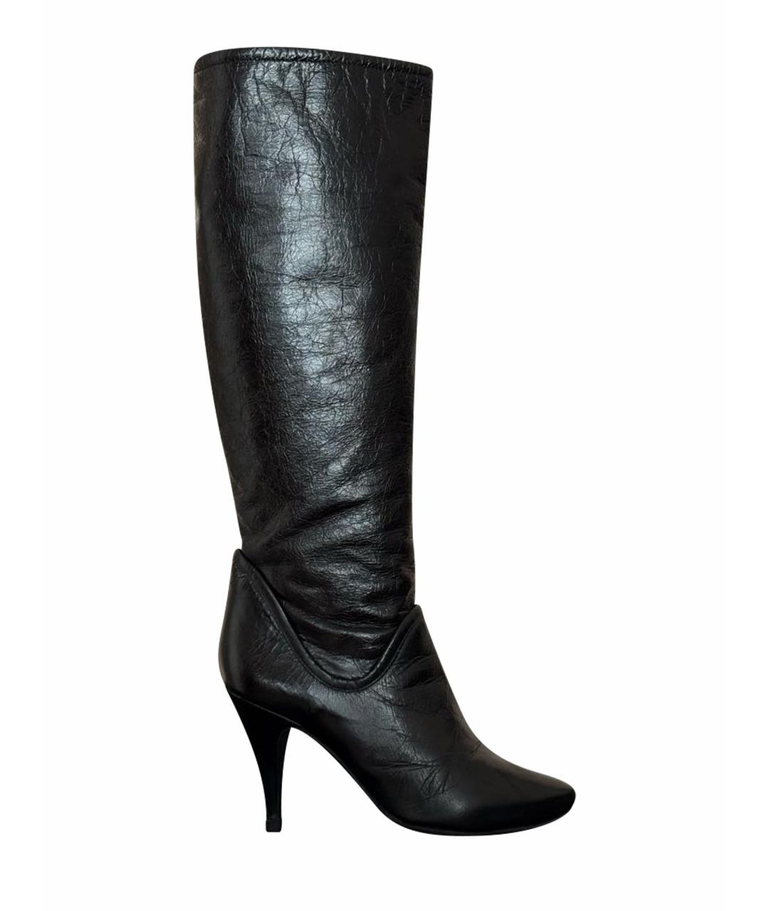 PATRIZIA PEPE Черные кожаные сапоги, фото 1