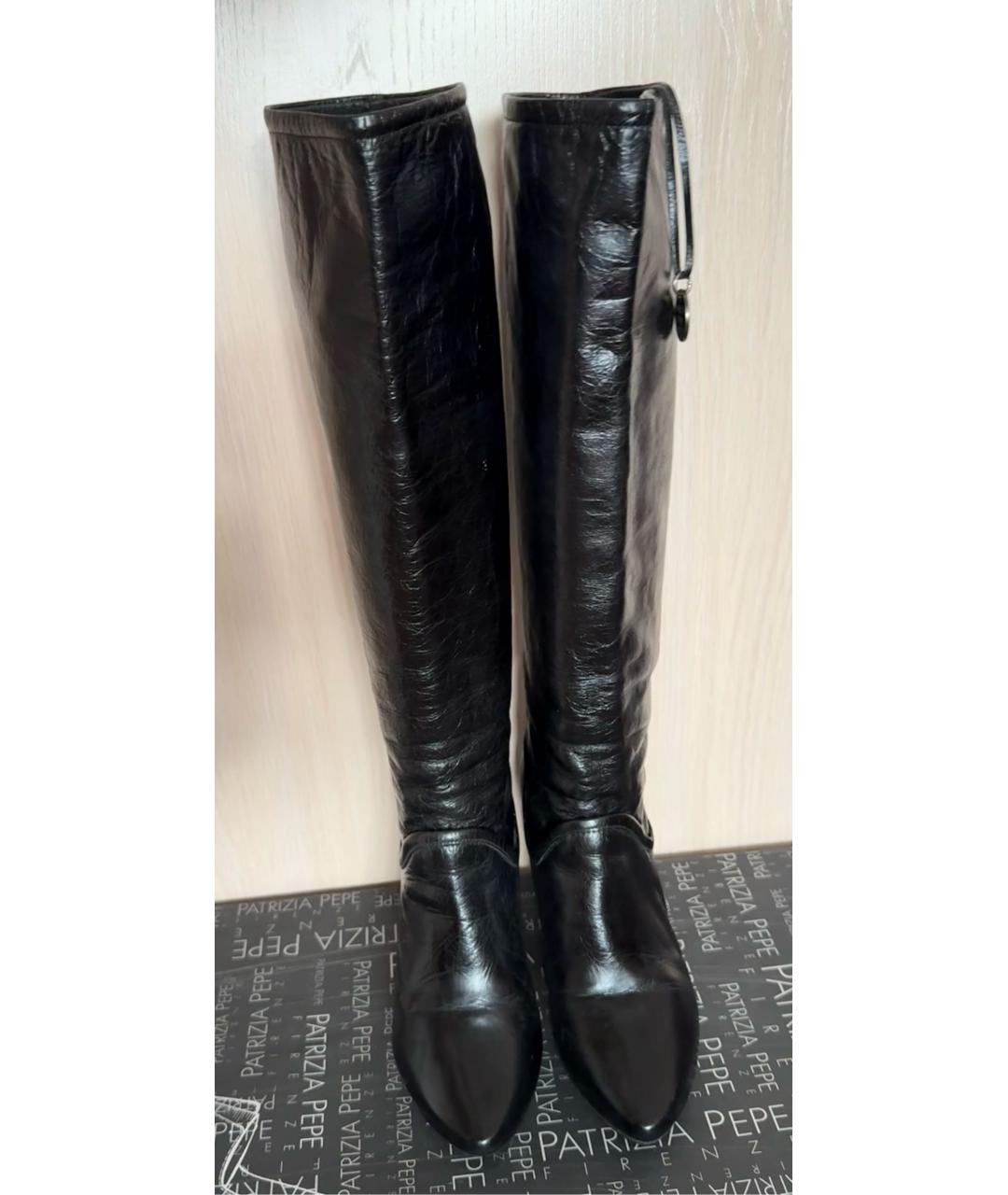 PATRIZIA PEPE Черные кожаные сапоги, фото 2