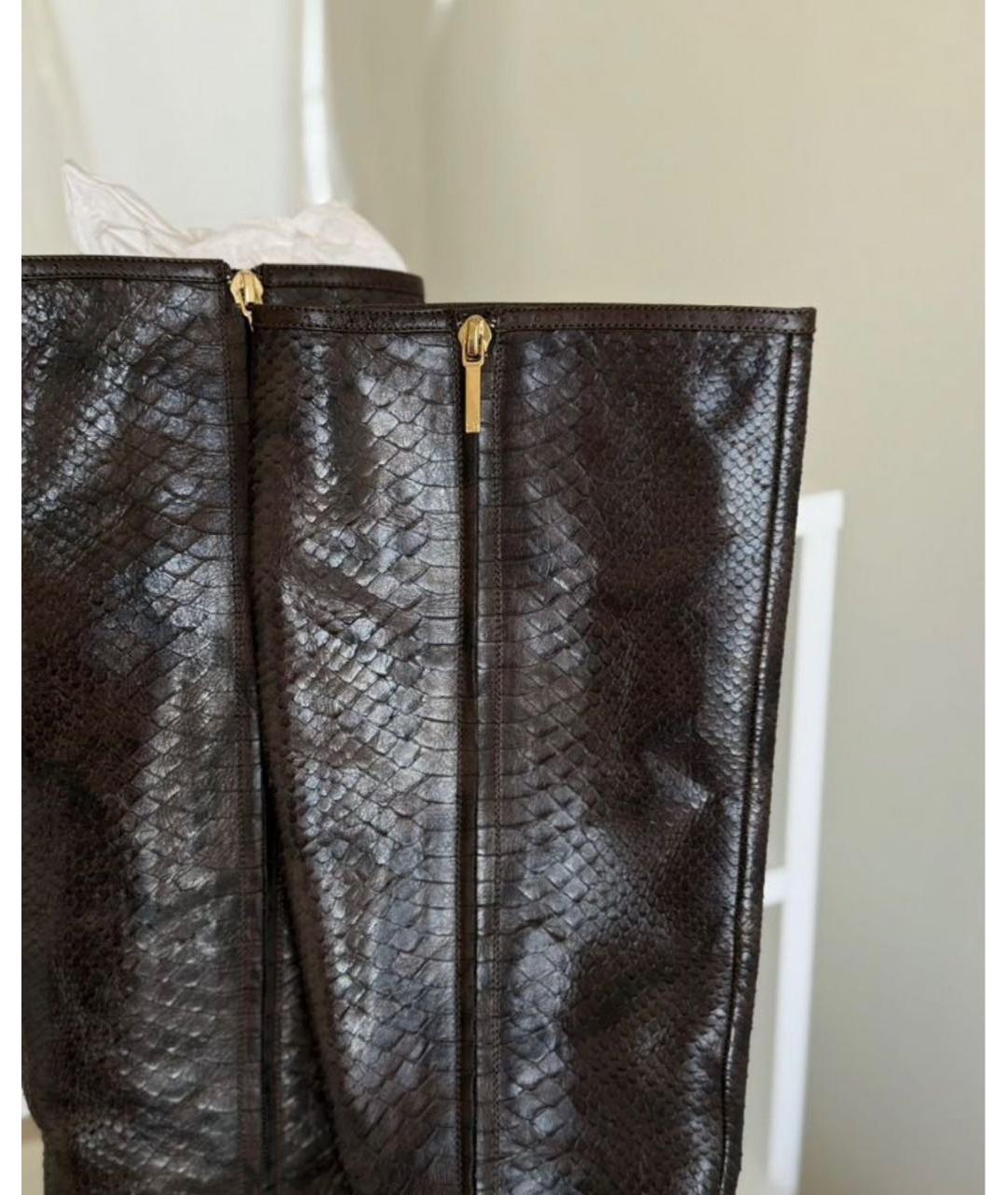 CHRISTIAN DIOR Коричневые сапоги из экзотической кожи, фото 4