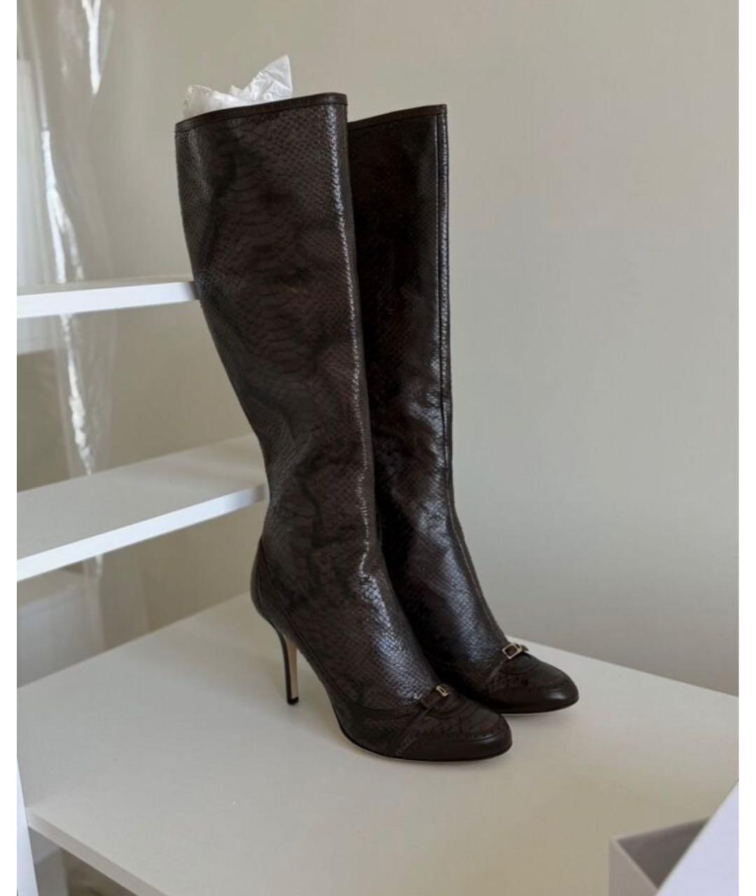 CHRISTIAN DIOR Коричневые сапоги из экзотической кожи, фото 3
