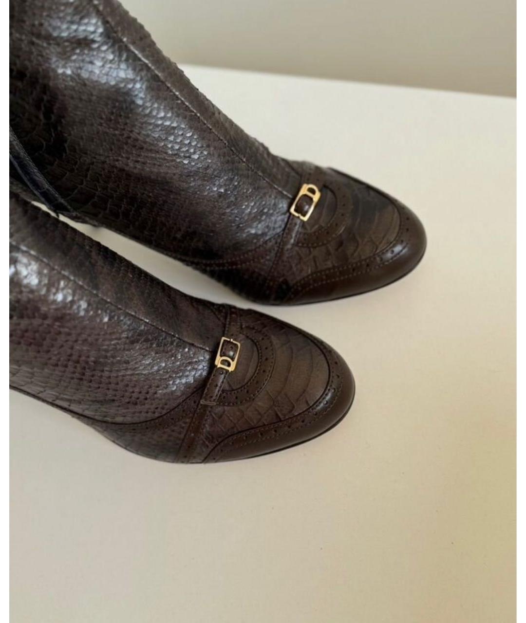 CHRISTIAN DIOR Коричневые сапоги из экзотической кожи, фото 5