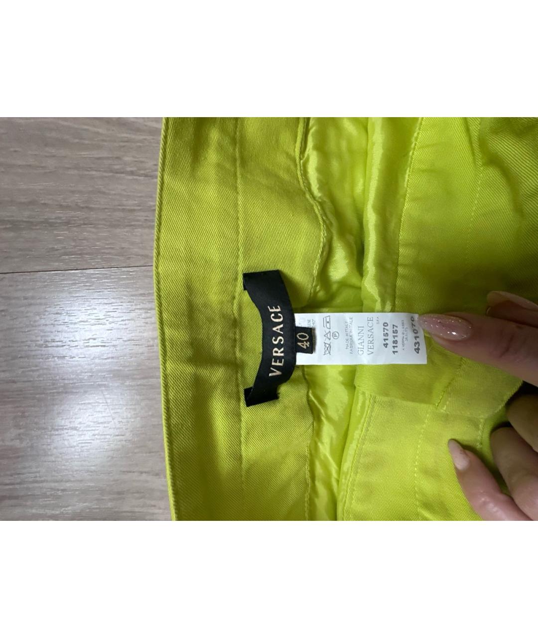 VERSACE Зеленая хлопковая юбка миди, фото 5