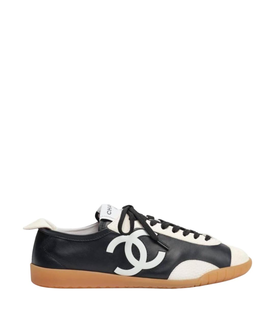 CHANEL Черные кожаные кеды, фото 1