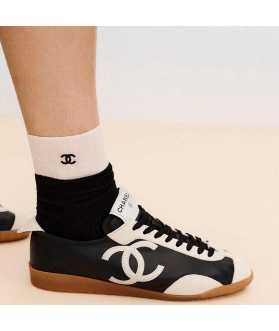 CHANEL Черные кожаные кеды, фото 3