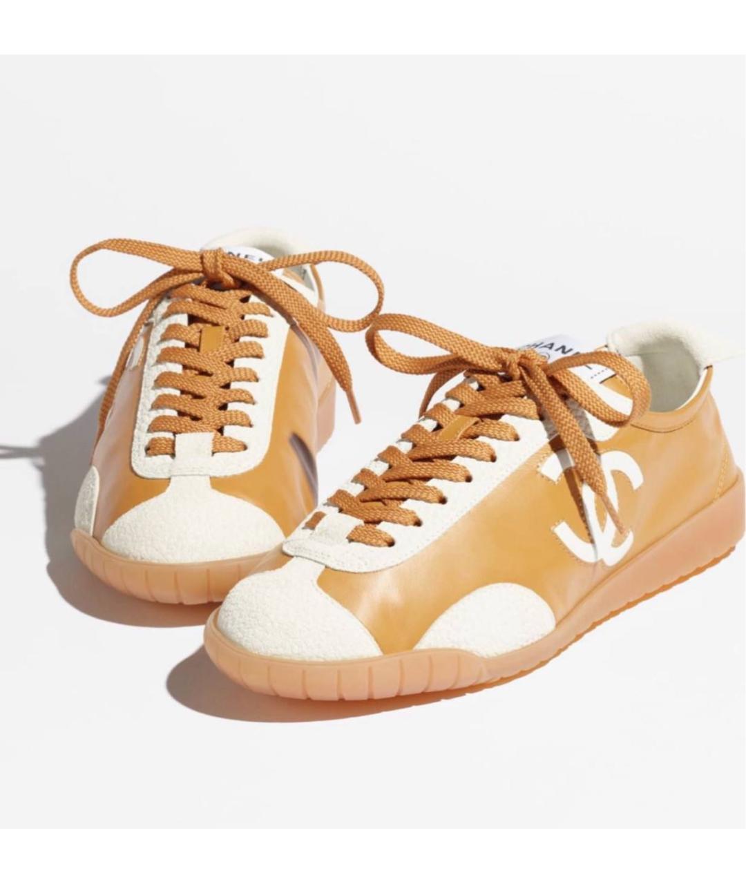 CHANEL Коричневые кожаные кеды, фото 2