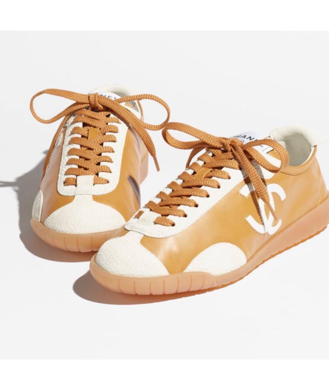 CHANEL Коричневые кожаные кеды, фото 3