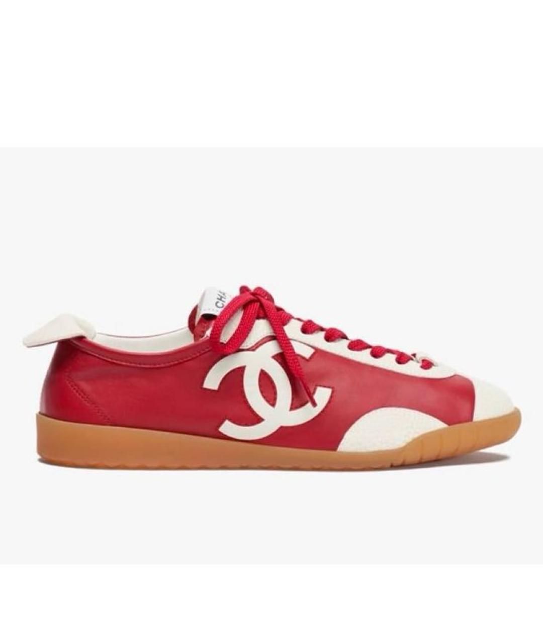 CHANEL Красные кожаные кеды, фото 2