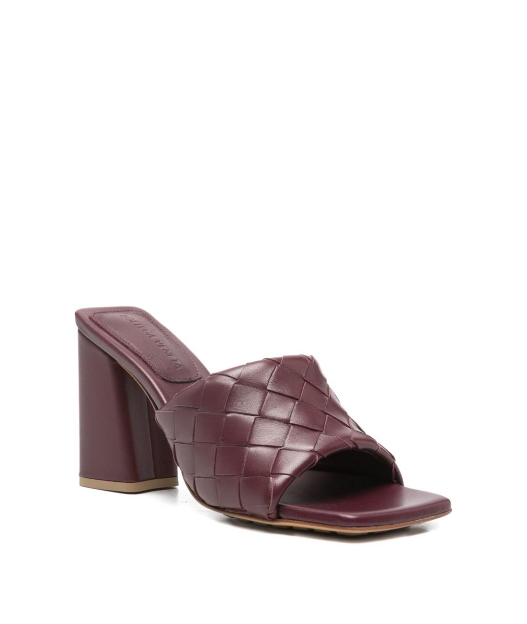 BOTTEGA VENETA Бордовые кожаные мюли, фото 2