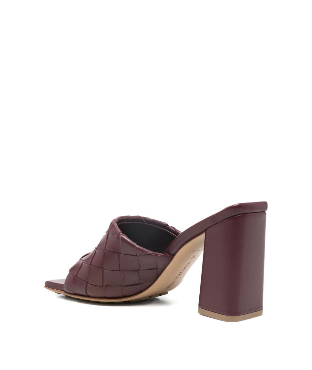 BOTTEGA VENETA Бордовые кожаные мюли, фото 4