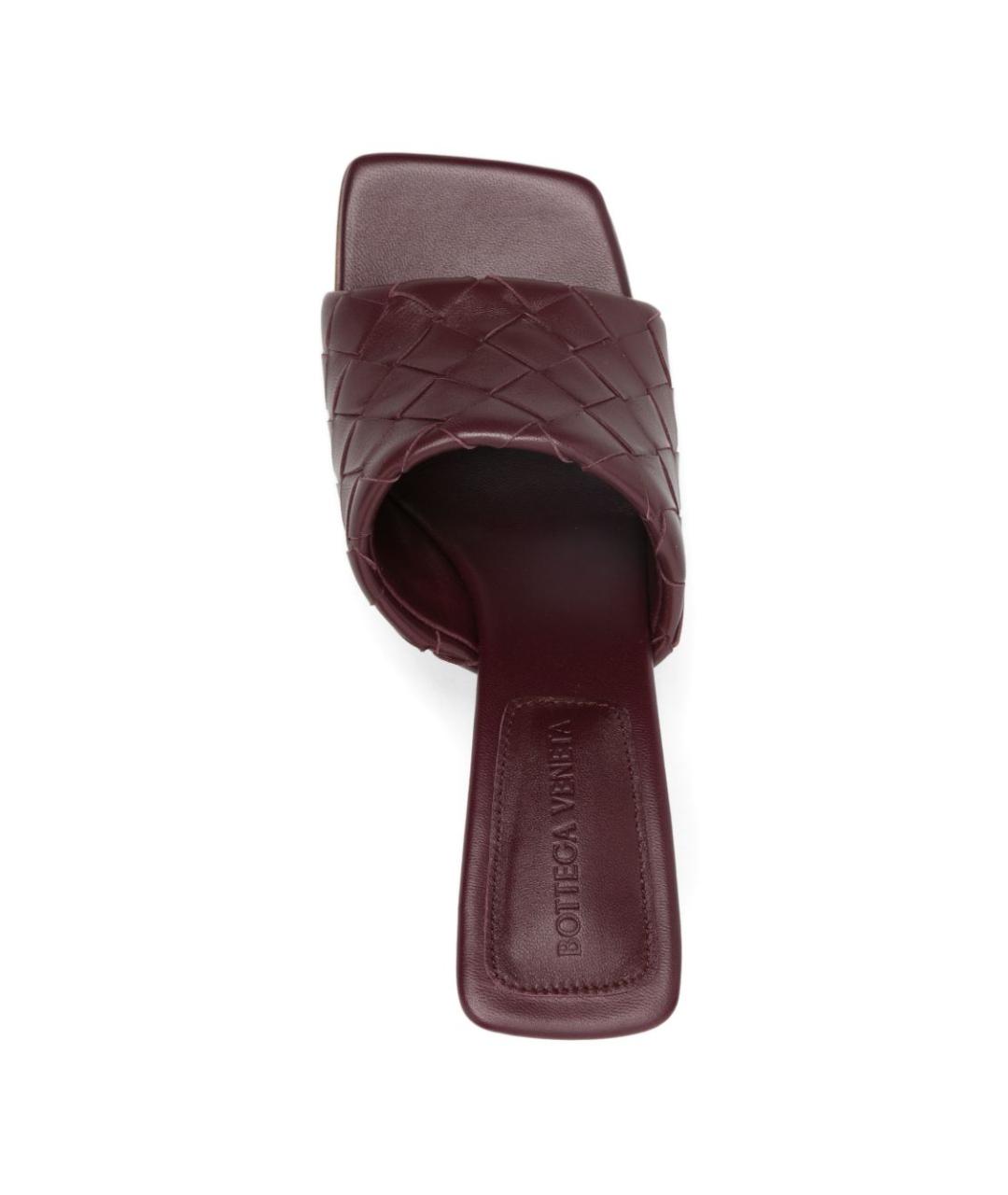 BOTTEGA VENETA Бордовые кожаные мюли, фото 3