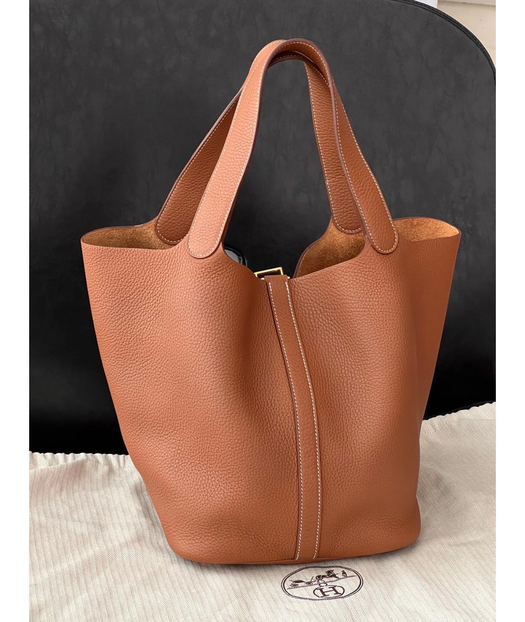 HERMES Коричневая кожаная сумка тоут, фото 2