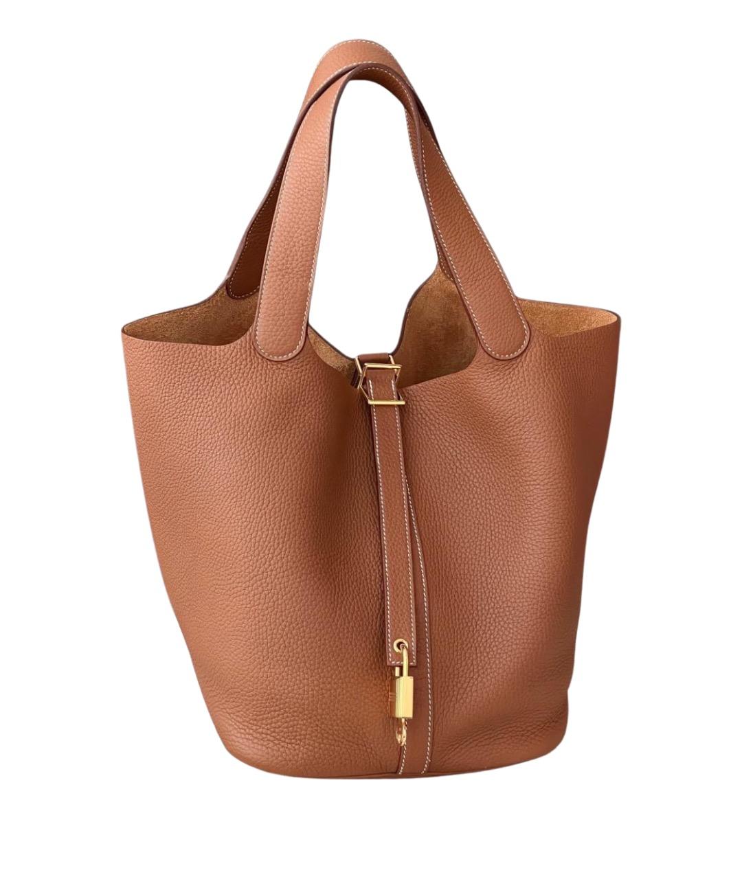 HERMES Коричневая кожаная сумка тоут, фото 1