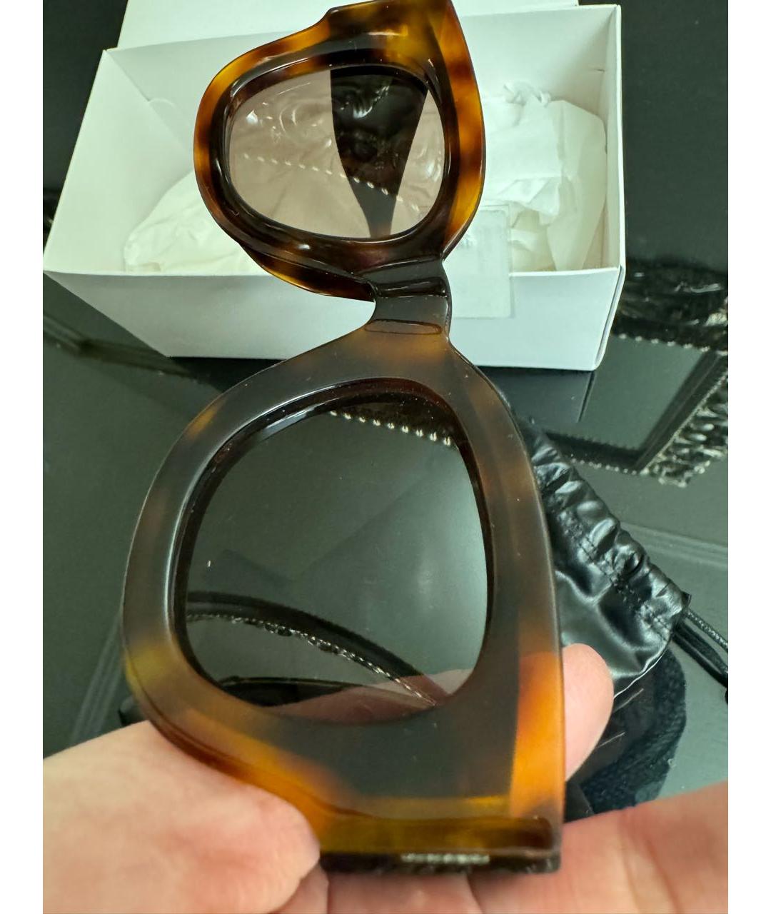 CELINE Коричневые пластиковые солнцезащитные очки, фото 4