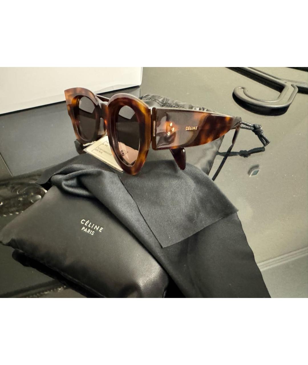 CELINE Коричневые пластиковые солнцезащитные очки, фото 3