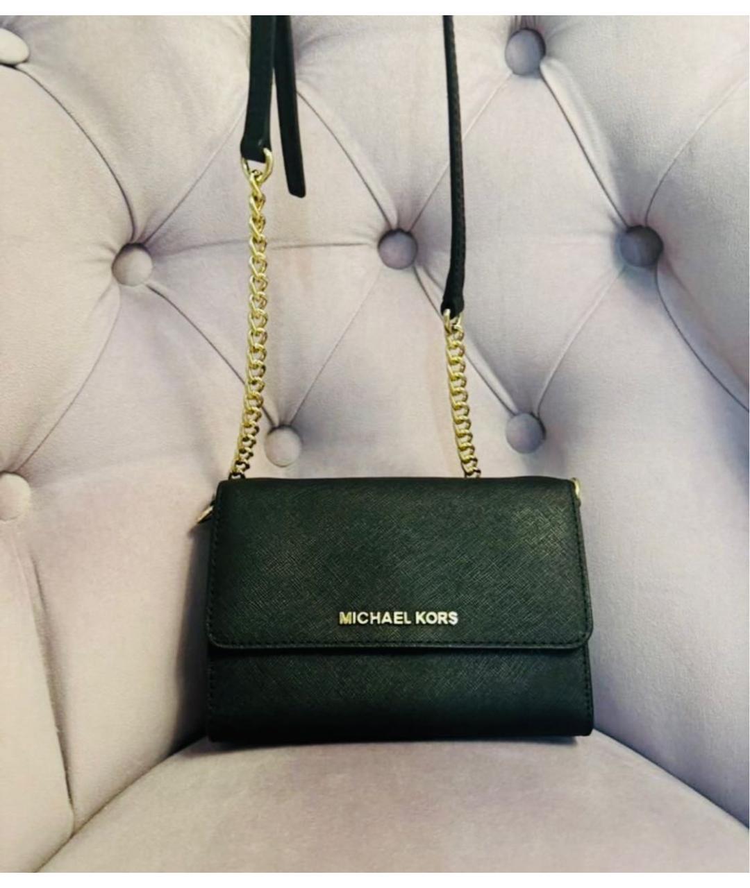 MICHAEL MICHAEL KORS Черная кожаная сумка через плечо, фото 7