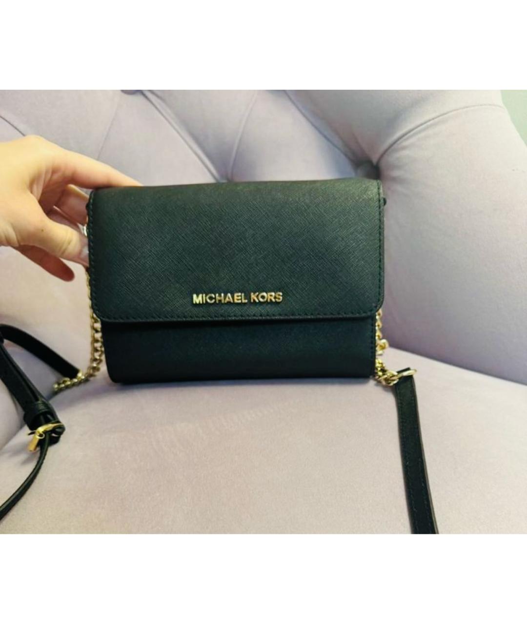 MICHAEL MICHAEL KORS Черная кожаная сумка через плечо, фото 3