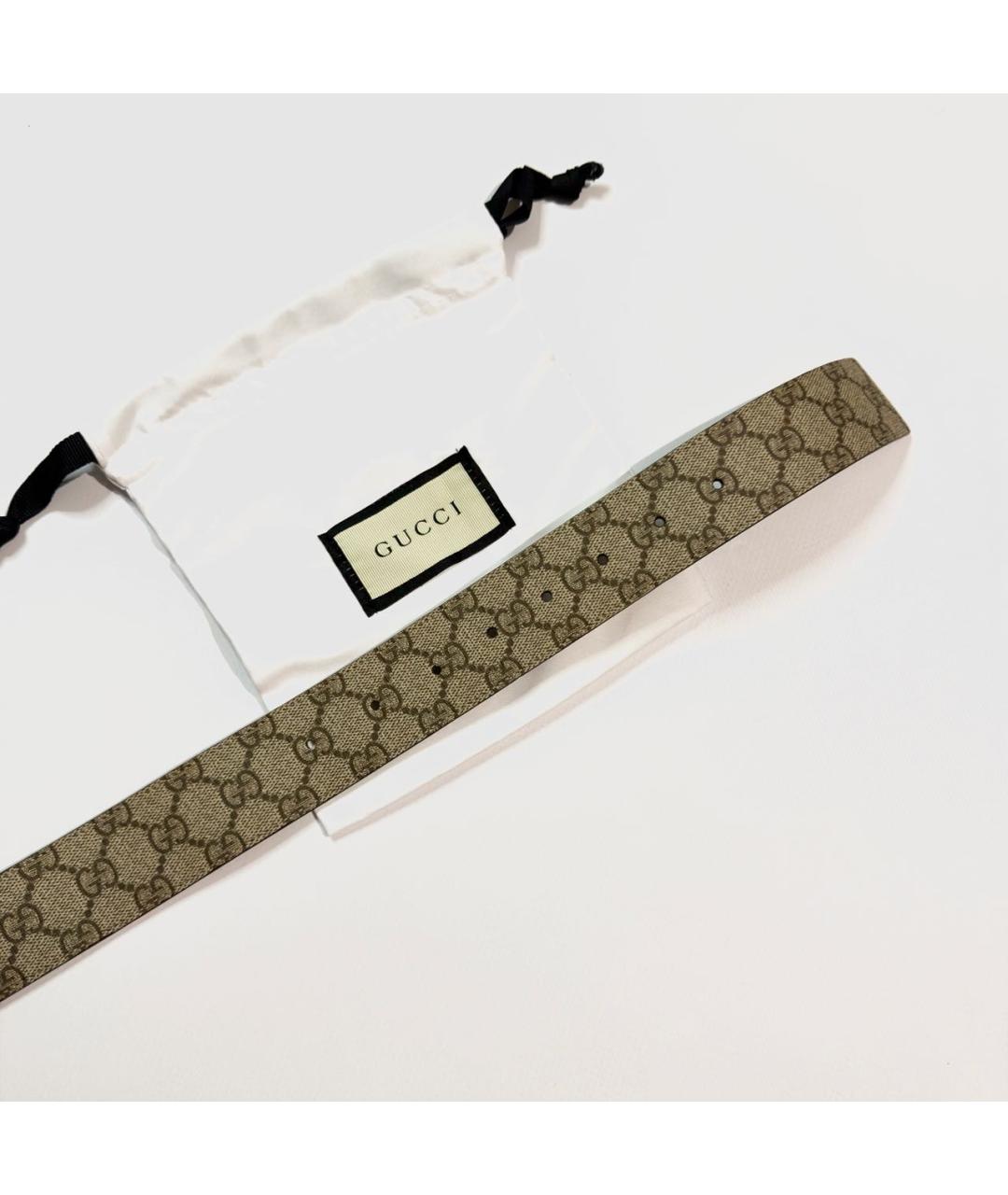 GUCCI Бежевый кожаный ремень, фото 3