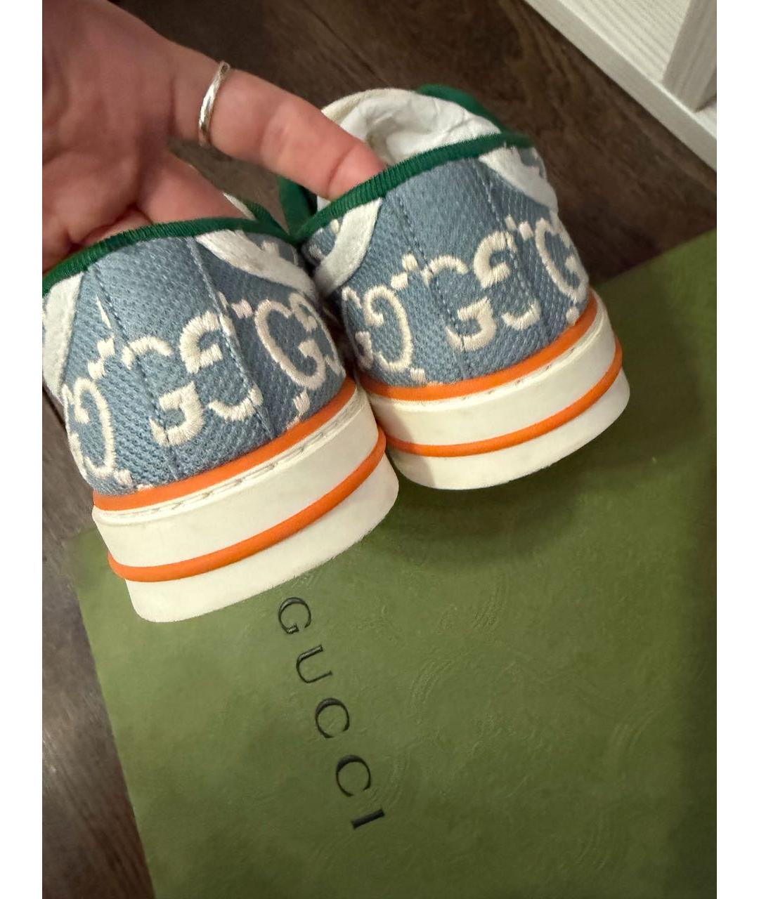 GUCCI Голубые текстильные кеды, фото 7