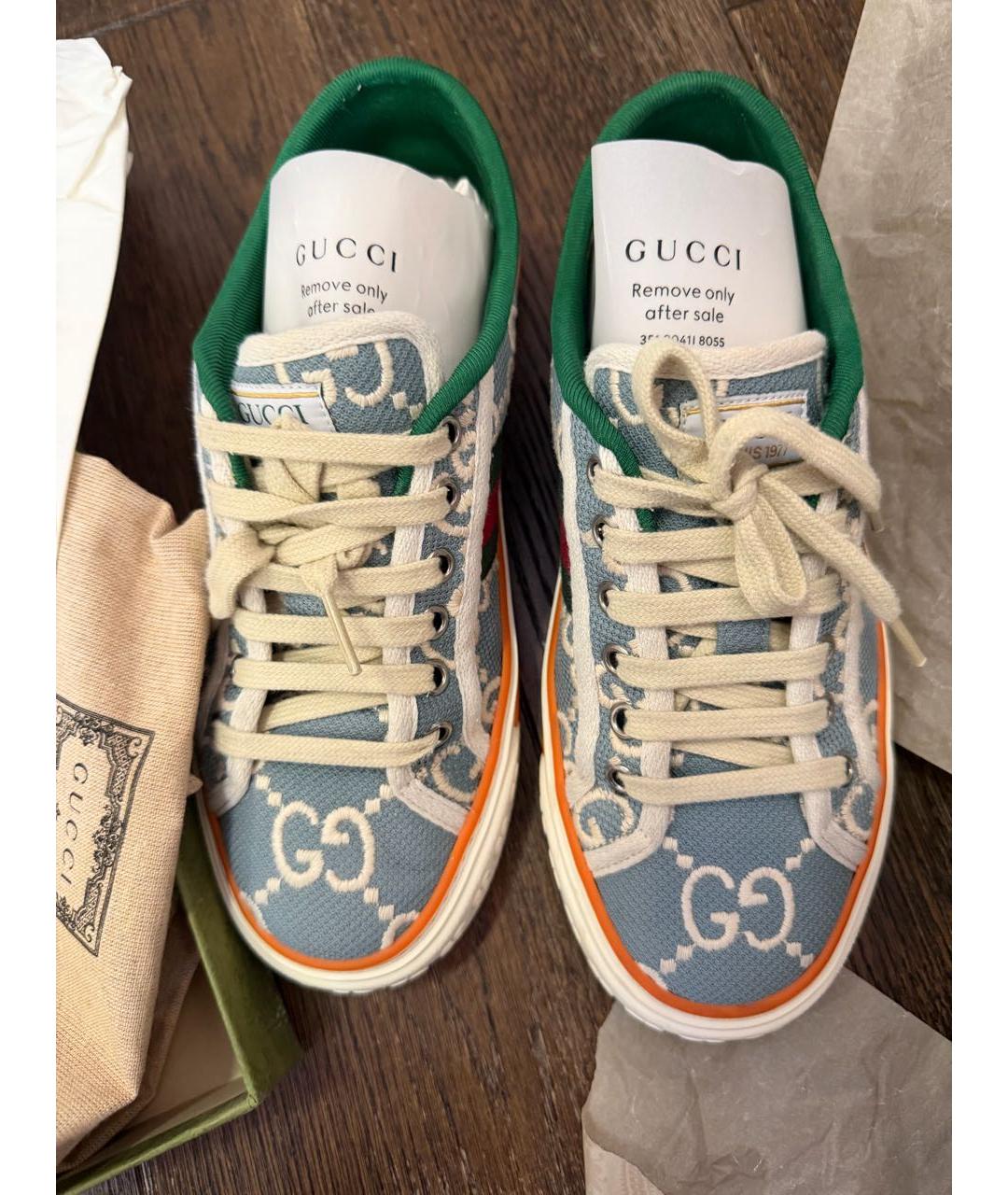 GUCCI Голубые текстильные кеды, фото 4