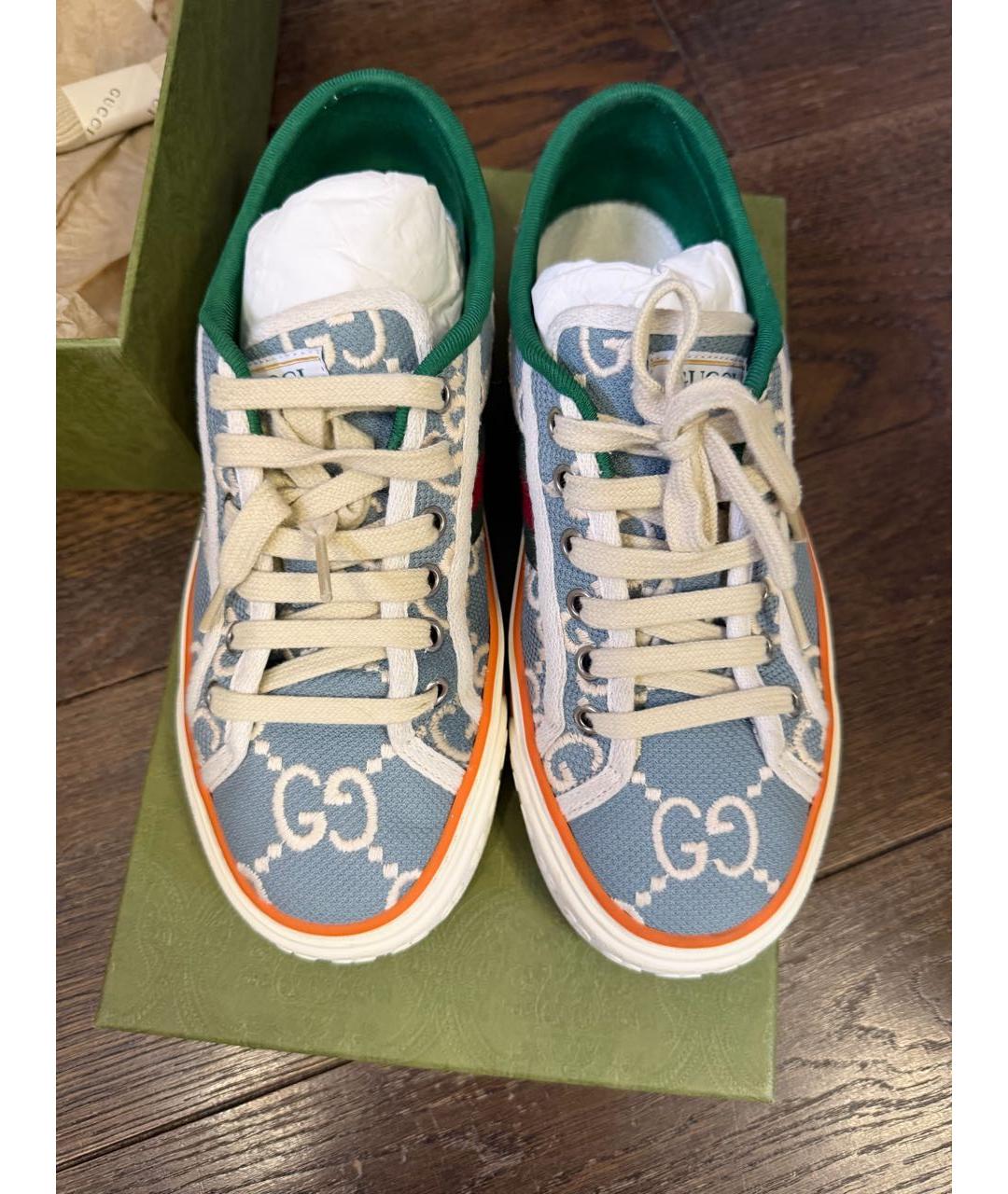 GUCCI Голубые текстильные кеды, фото 2