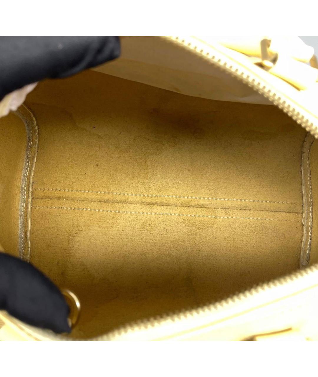 LOUIS VUITTON Желтая кожаная сумка с короткими ручками, фото 5