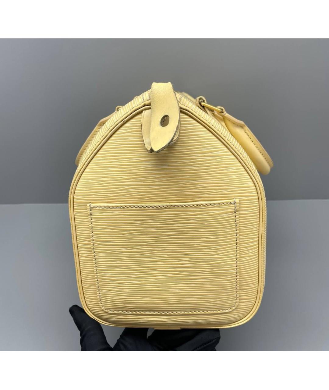 LOUIS VUITTON Желтая кожаная сумка с короткими ручками, фото 3