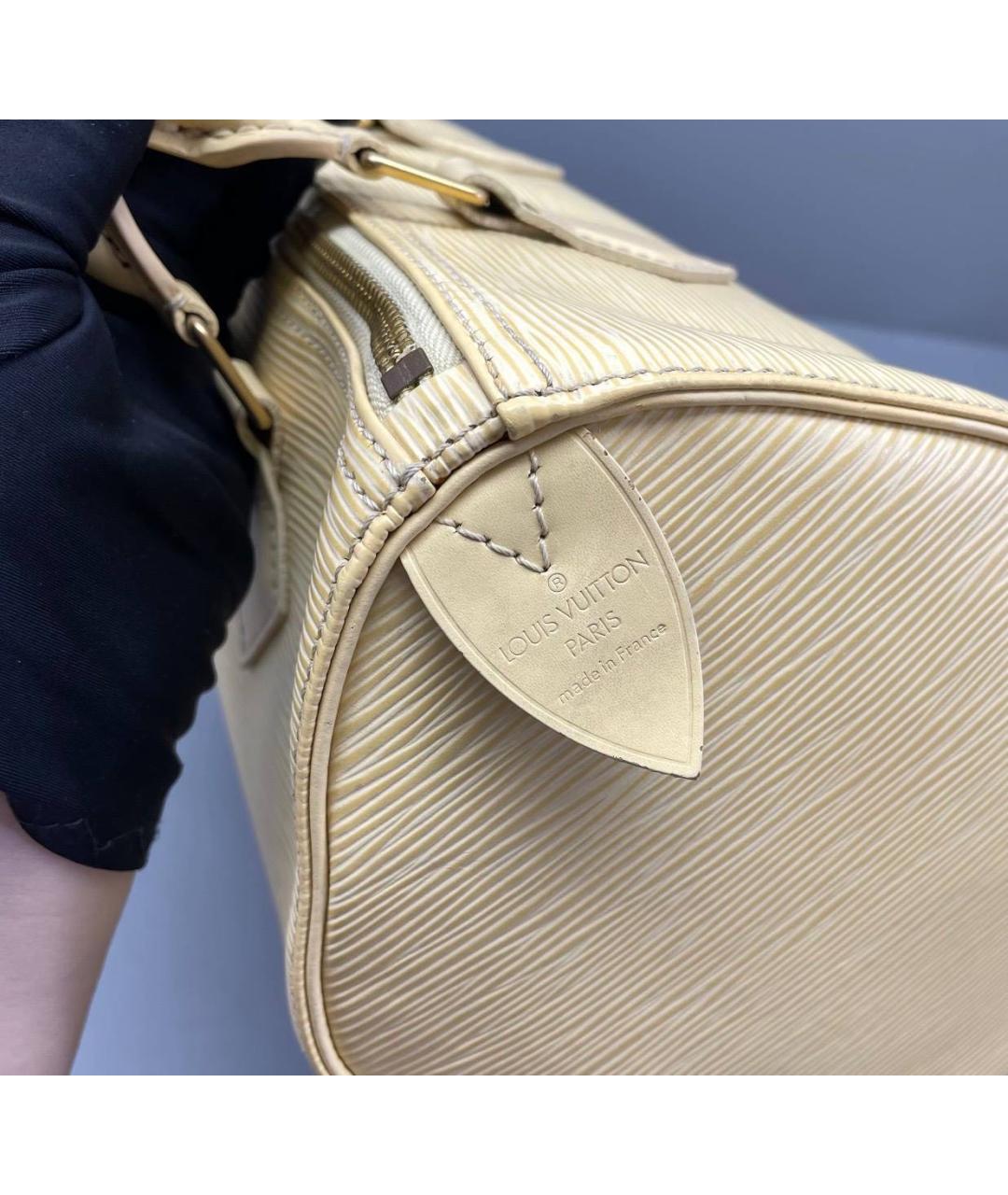 LOUIS VUITTON Желтая кожаная сумка с короткими ручками, фото 8