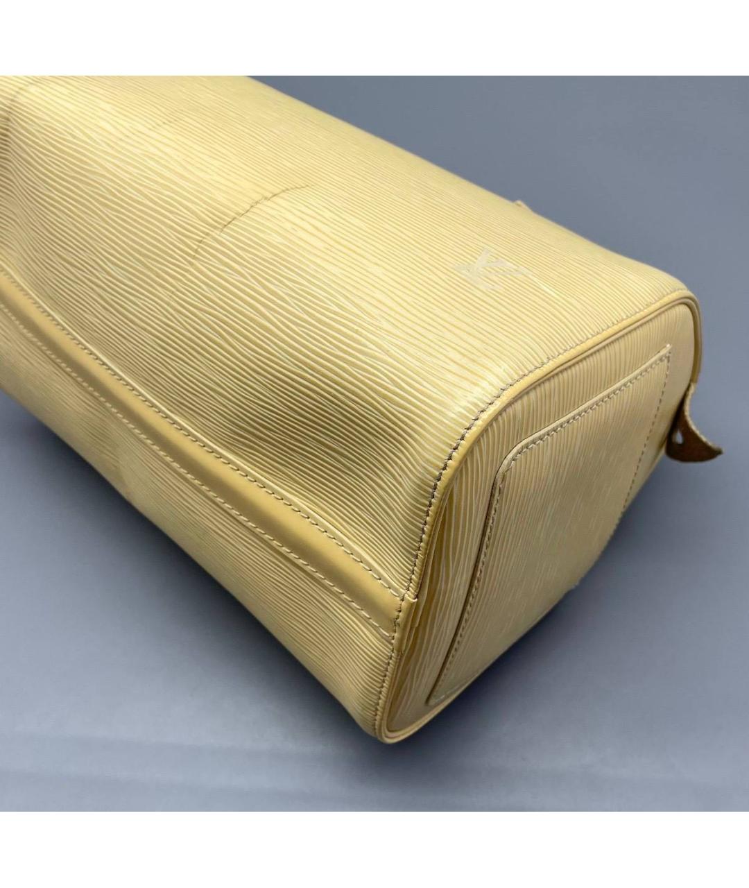 LOUIS VUITTON Желтая кожаная сумка с короткими ручками, фото 7