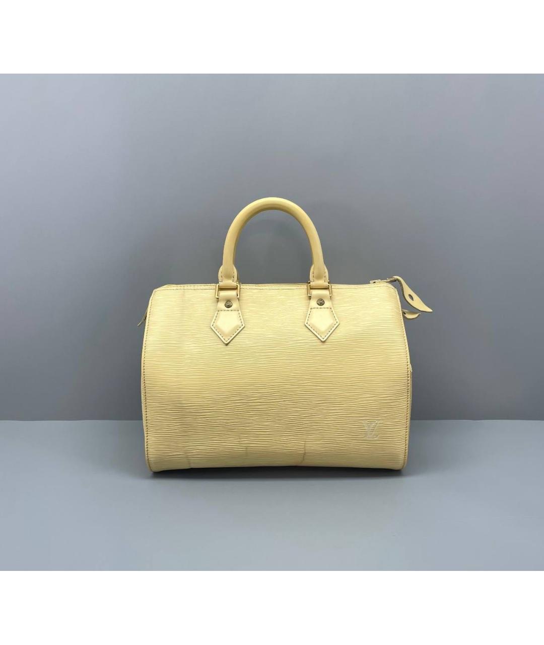 LOUIS VUITTON Желтая кожаная сумка с короткими ручками, фото 9