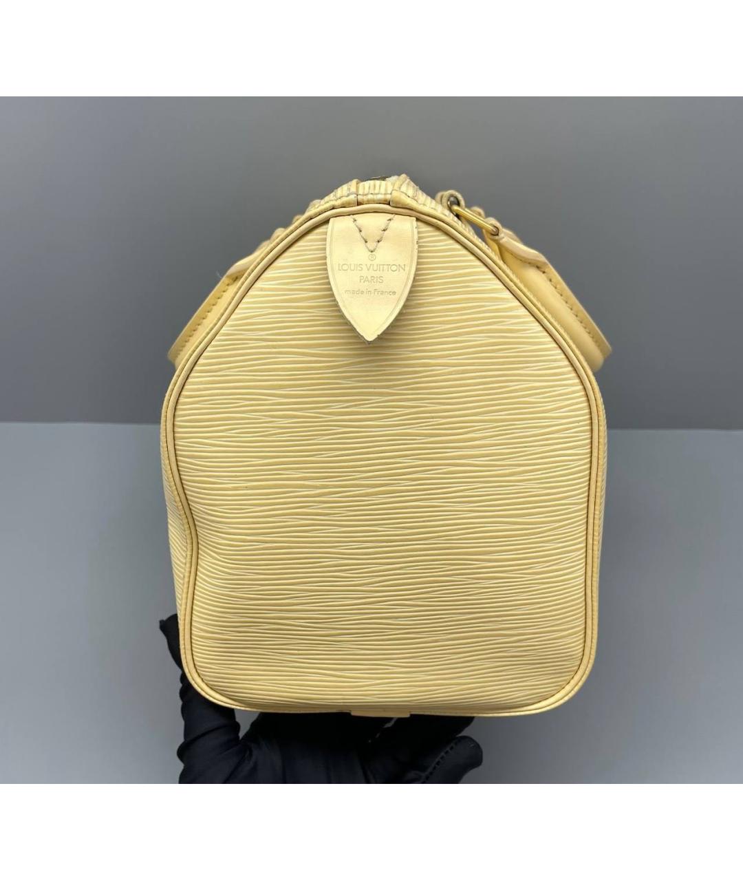 LOUIS VUITTON Желтая кожаная сумка с короткими ручками, фото 4