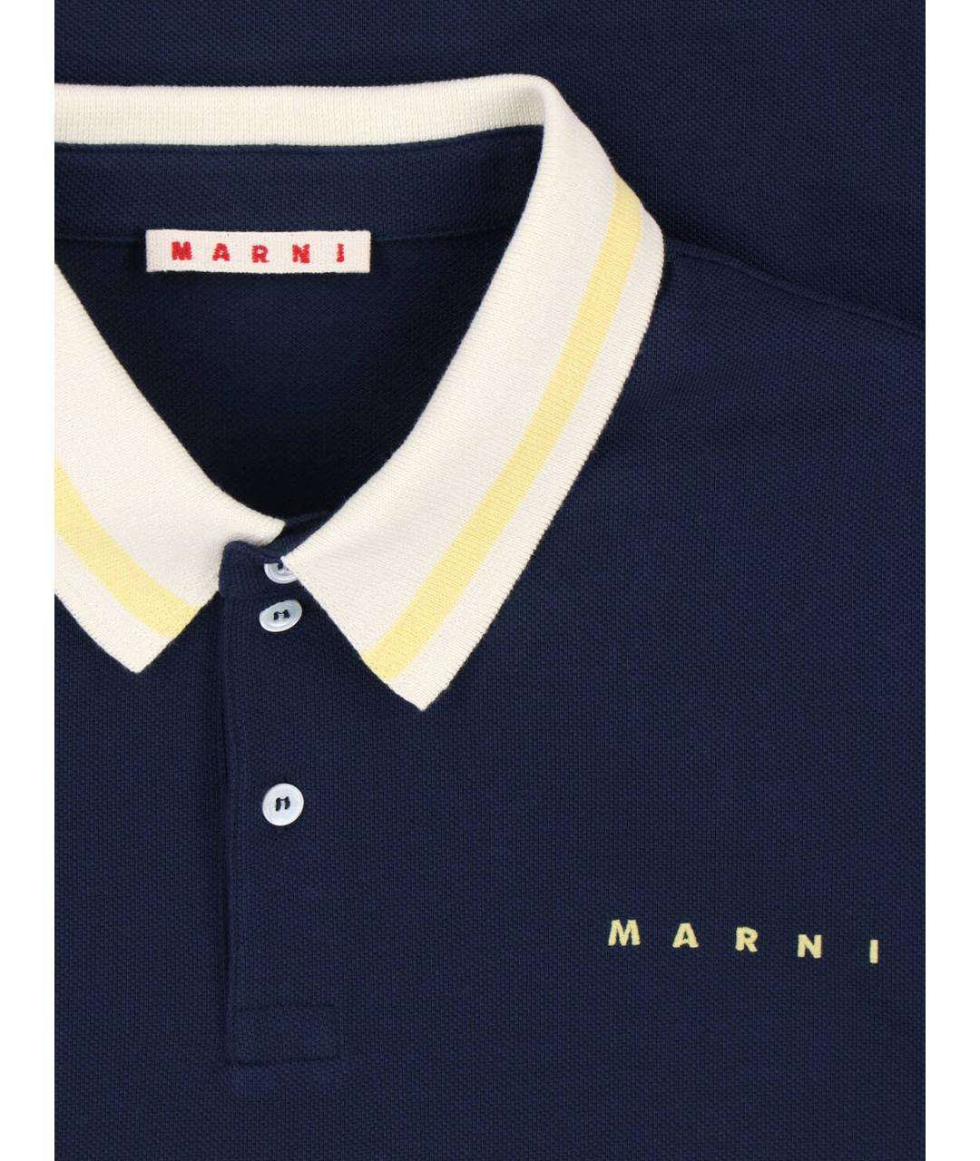 MARNI Синее хлопковое поло с коротким рукавом, фото 3