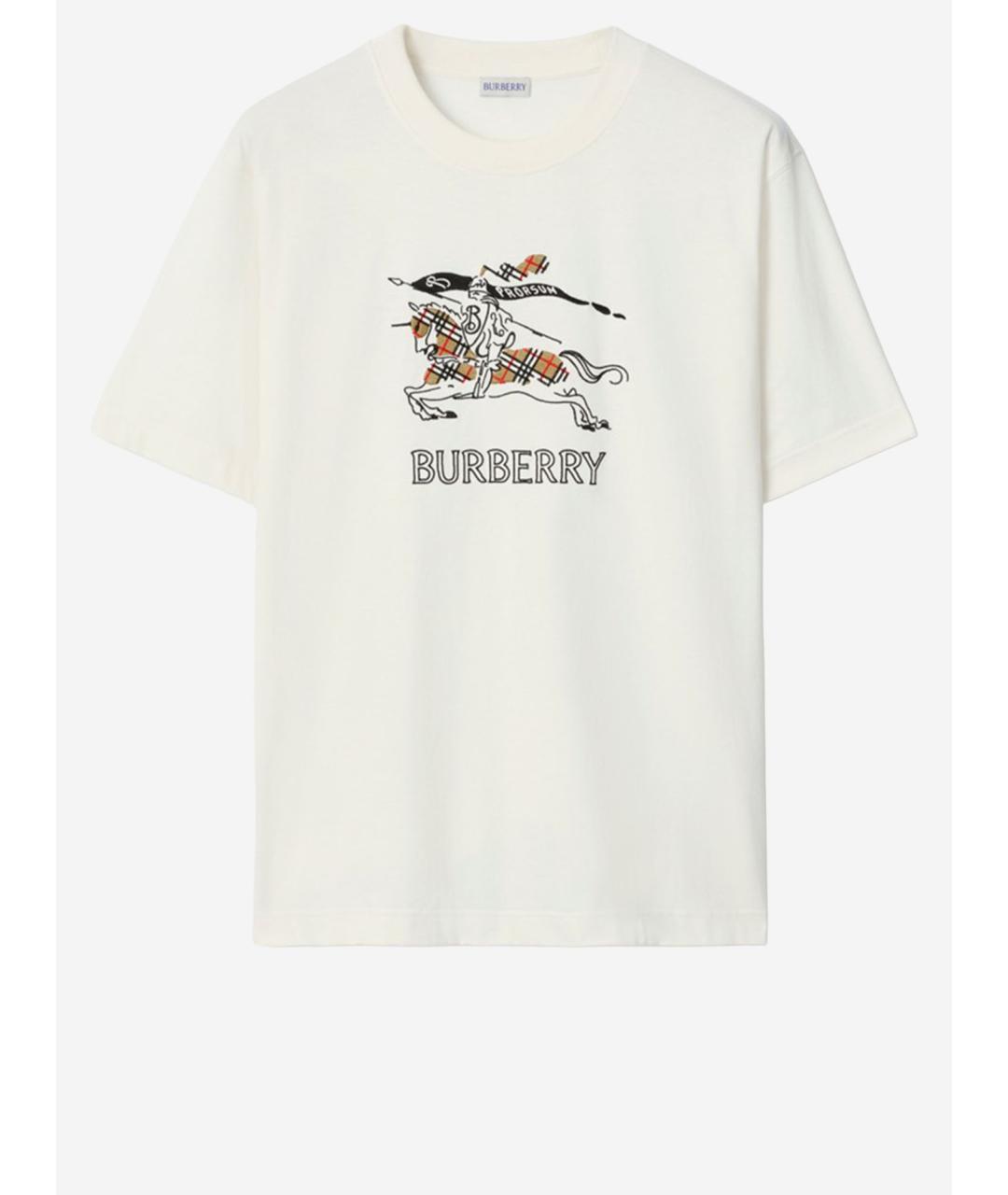 BURBERRY Белая хлопковая футболка, фото 4