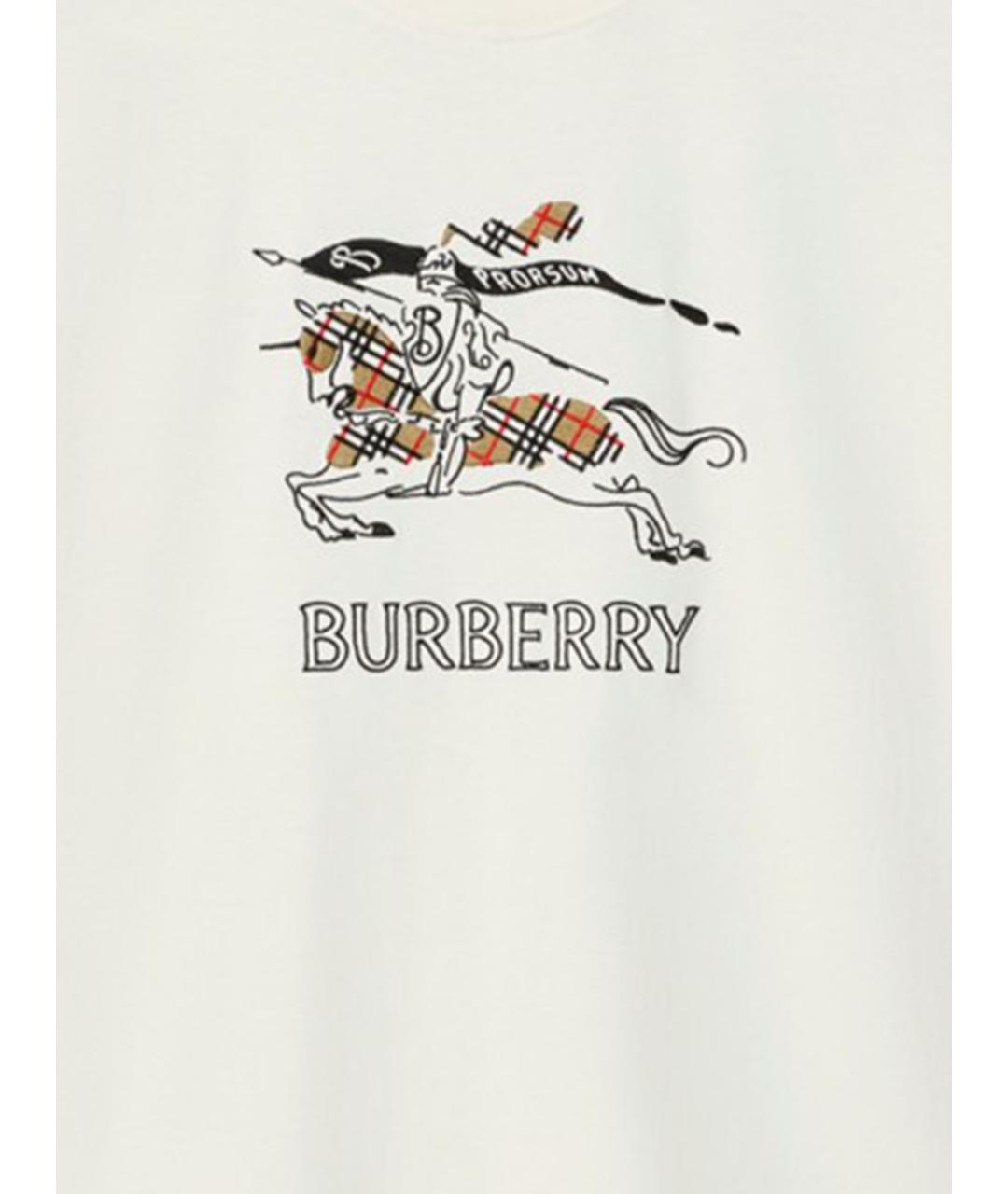 BURBERRY Белая хлопковая футболка, фото 3