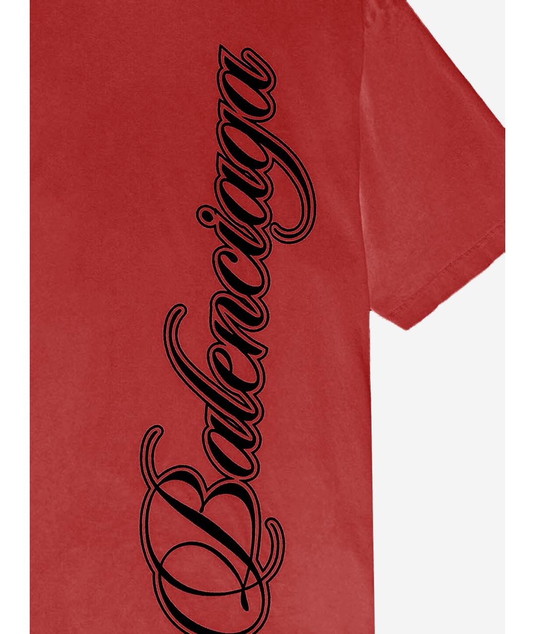 BALENCIAGA Красная хлопковая футболка, фото 3