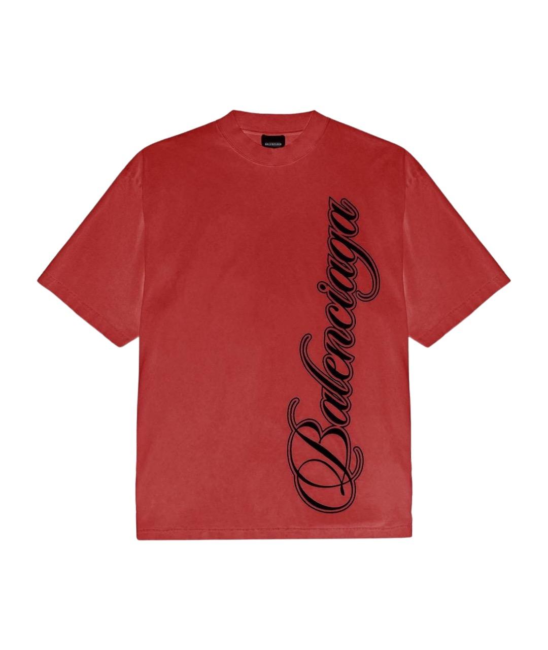 BALENCIAGA Красная хлопковая футболка, фото 1