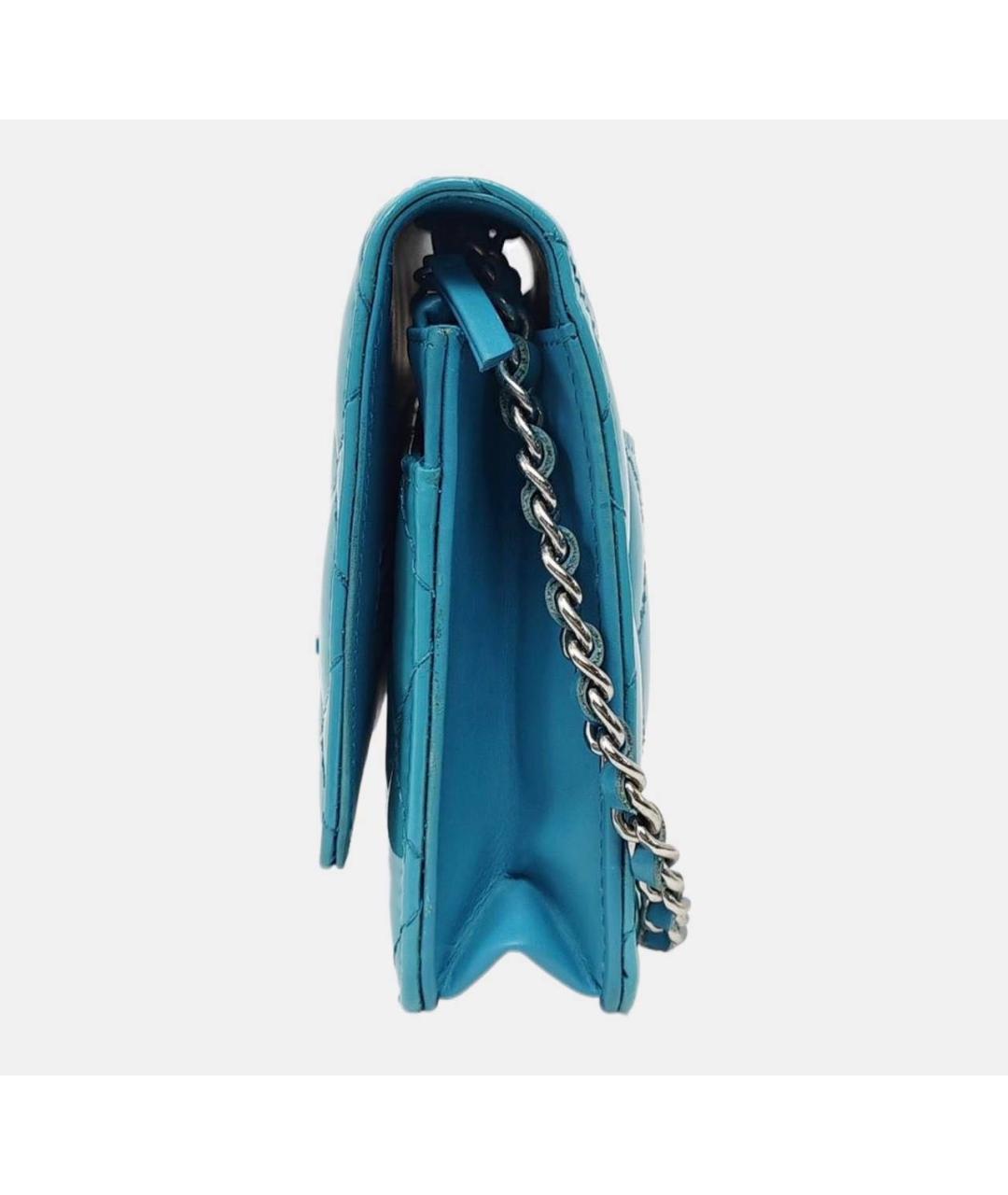 CHANEL Бирюзовая сумка через плечо из лакированной кожи, фото 3